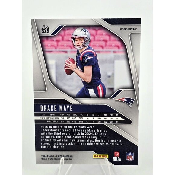 Drake Maye 2024 Panini Prizm #329 Red White & Blue Prizm RC NE Patriots SP - Picture 5 of 5